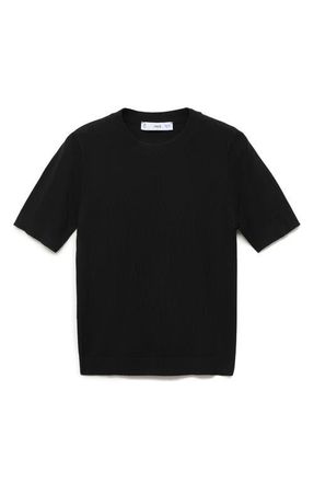 Mango Short Sleeve Sweater in Black at Nordstrom, Size X-Small