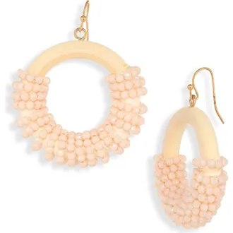 Natasha Beaded Circle Drop Earrings in Ivory at Nordstrom Rack