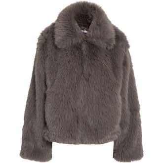 Noisy May Evie Faux Fur Jacket in Charcoal Gray at Nordstrom Rack, Size Medium
