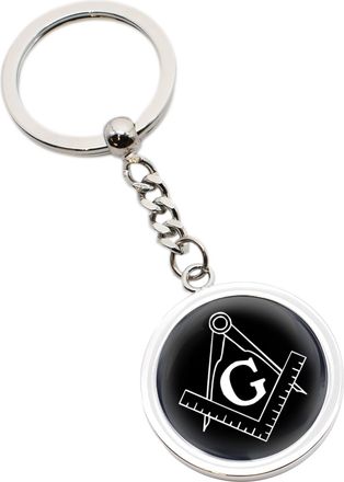 Generic Masonic Square & Compass with G Design Metal Round Keyring Personalised with a Short Message, in a Gift Bag