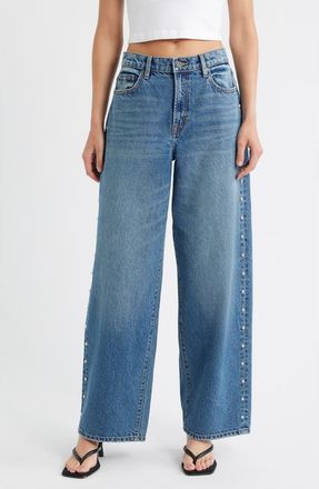 Hidden Jeans Side Stud Baggy Jeans in Dk.wash at Nordstrom, Size 29