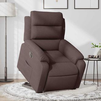 vidaXL Vidaxl - Sill&oacute;n El&eacute;ctrico Reclinable Elevable De Tela Marr&oacute;n Oscuro