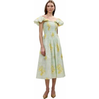 Rebecca Taylor Yara Poplin Midi Dress in Sage Combo at Nordstrom, Size X-Small
