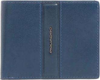 Piquadro Portemonnee met muntvak - Heren - Portefeuilles - Blauw - ONE Size - Leer - Accessoires