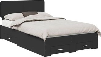 vidaXL Bed Frame with Headboard Black 135 x 190 cm Engineered Wood vidaXL
