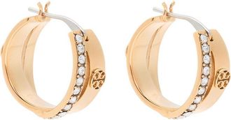 Tory Burch Icon Pav&eacute; Double-hoop 18kt Gold-plated Hoop Earrings - One Size