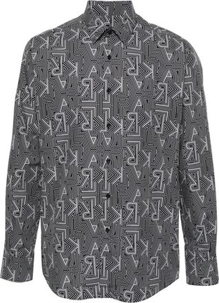 Karl Lagerfeld logo-print cotton shirt - men - Cotton - 41 - Black
