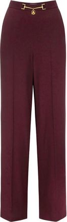 Elisabetta Franchi Wide Leg Pants Gold Chain Detail - Dames - Wijde Broeken - Rood - S - Broeken