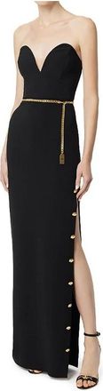 Elisabetta Franchi Ab 62946E2110 Bustier Maxi Jurk - Dames - Maxi kleedjes - Zwart - M - Polyester - Kleedjes