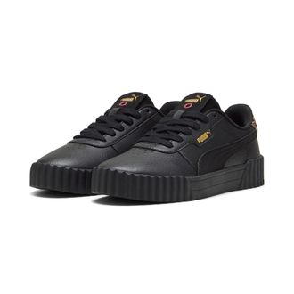 Puma Sneaker PUMA CARINA 3.0 ANIMAL FLAIR, Damen, Gr. 38,5, schwarz (puma schwarz, puma gold), Synthetik, unifarben, Schuhe Sneaker