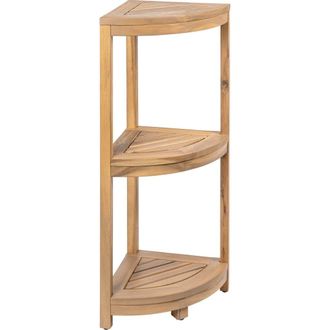 Happimess Sela 33 Classic Minimalist 3-Tier Acacia Wood Freestanding Bathroom Corner Shelf in Light Teak at Nordstrom