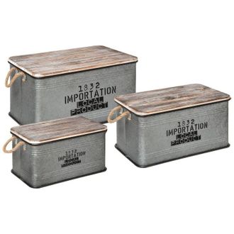 Atmosphera Juego De 3 Ba&uacute;les &laquo;local&raquo; - Metal - Atmosphera Cr&eacute;ateur DInt&eacute;rieur