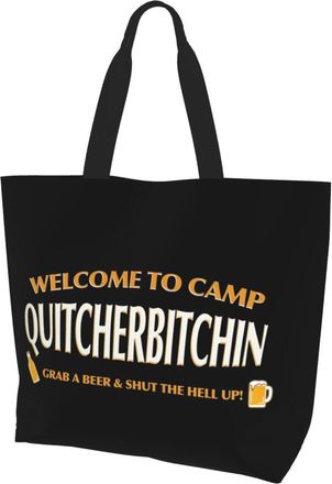 AOOEDM Welcome To Camp Quitcherbitchin Ladies Canvas Tote Reusable Shopping Bag