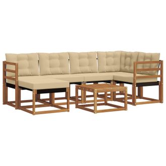 vidaXL Conjunto De Sof&aacute;s De Exterior Con Coj&iacute;n 7 Pcs Natural Y Beige Vidaxl