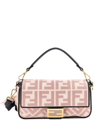 Fendi Baguette NM Bag Zucca Embroidered Canvas Medium shoulder bag - Roze