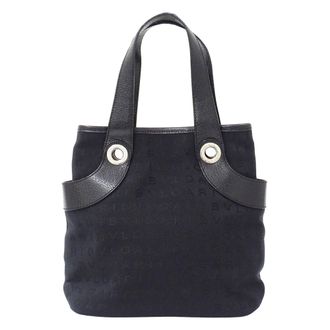 Bulgari Black Canvas Handbag Tote Bag (Pre-Owned)