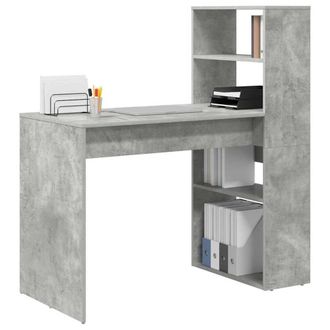 Berkfield Home Modern Desk with Storage Concrete Grey 113x54x120 cm Engineered Wood | Size: 113 x 54 x 120 cm