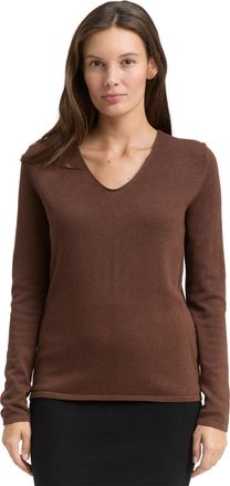 Tom Tailor V-Ausschnitt-Pullover TOM TAILOR, Damen, Gr. XS, schwarz pecan, Strick, Obermaterial: 60% Baumwolle, 40% Viskose, unifarben, regular fit normal, V-Aus