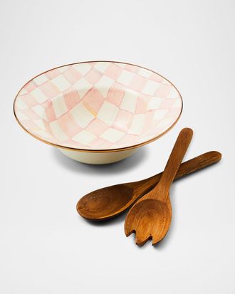 MacKenzie-Childs Rosy Check Salad Serving Set
