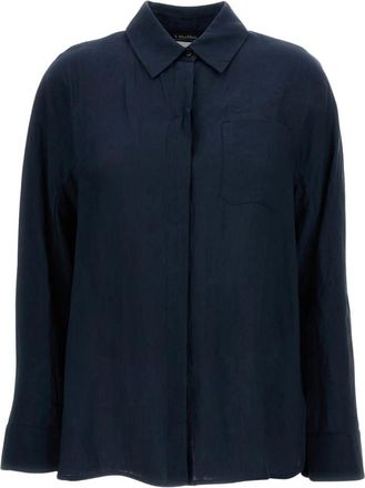 Max Mara Linnen Shirt met Lange Mouwen - Dames - Overhemden - Blauw - M - Linnen - Overhemden