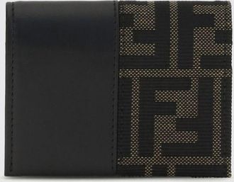 Fendi Portacarte bifold in tessuto jacquard FF con chiusura a pressione