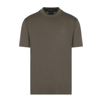 Emporio Armani Flocked Logo Crewneck T-shirt - Heren - T-shirts - Groen - XS - Katoen - Tops