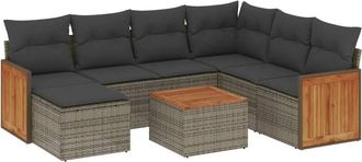 vidaXL Vidaxl - Set De Sof&aacute;s De Jard&iacute;n 8 Pzas Y Cojines Rat&aacute;n Sint&eacute;tico Gris