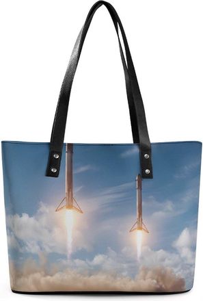 Generic Spacees Falcon Heavy Boosters Landing Tote Bags for Women Cute Shoulder Purses Handbags
