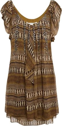 Diane Von Fürstenberg embellished patterned mini dress - Brown