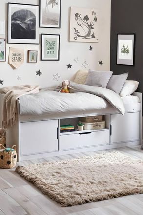 Julian Bowen Atom Single White Low Sleeper Bed with Storage