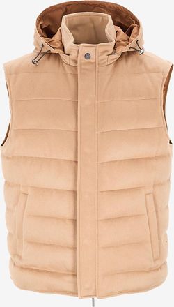 Maurizio Baldassari &Auml;rmellose Daunenjacke mit Kapuze aus Kaschmir