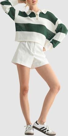 All in Favor Rugby Sweater in Ivory Hunter Green at Nordstrom Rack, Size Large