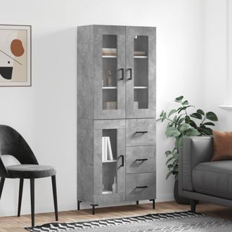 vidaXL Vidaxl - Aparador Alto Madera Contrachapada Gris Hormig&oacute;n 69,5x34x180 Cm