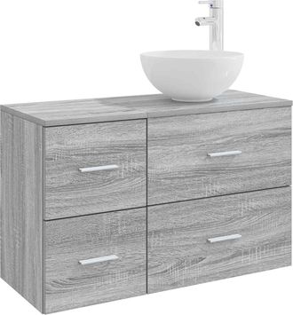 vidaXL Juego De Muebles De Ba&ntilde;o 2 Uds. Sonoma Gris Vidaxl