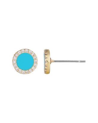 Adornia Adornia 14K Plated Turquoise Cz Circle Halo Stud Earrings