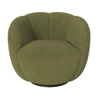 Rendez-Vous D&eacute;co Sill&oacute;n giratorio de terciopelo verde oliva oscuro