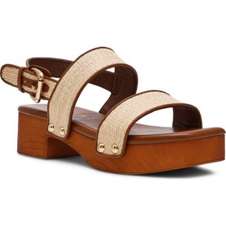 Anne Klein Fern Slingback Platform Sandal in Natural Raffia at Nordstrom, Size 6.5