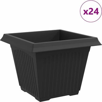 vidaXL Maceta Cuadrada Para Flores 24 Uds. Negro 43 X 43 X 33,5 Cm Vidaxl