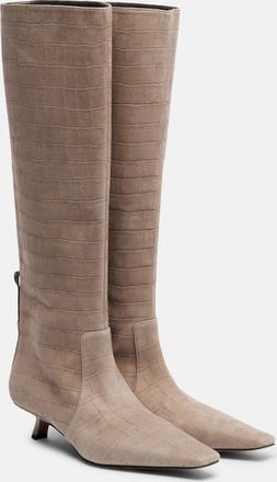 Brunello Cucinelli Stivali Monili in suede effetto coccodrillo