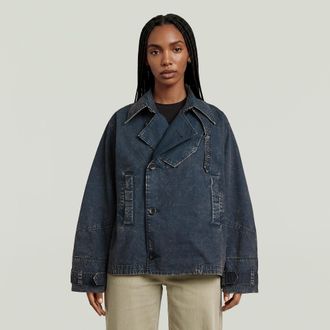 G-Star Oversized Short Trenchcoat - Donkerblauw - Dames