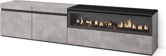 Skraut Home Mueble tv efecto madera cemento 200x35x45cm chimenea efecto fuego