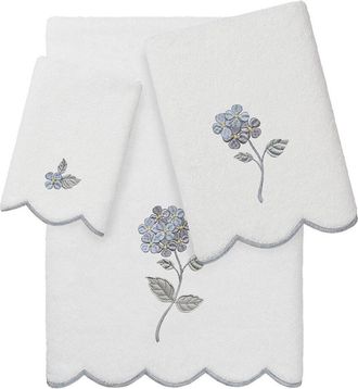 Linum Home Textiles 100% Turkish Cotton Hydea Scallop 3Pc Embellished Towel Set