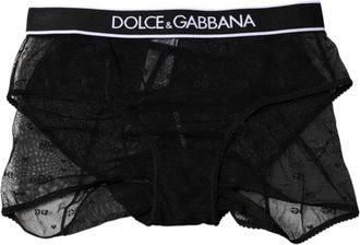 Dolce & Gabbana Womens Black Tulle Nylon Mid Waist Panty Underwear Elastane Clothing