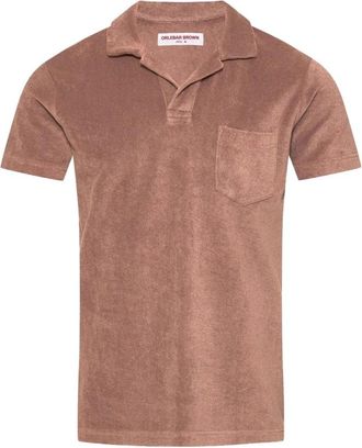 Orlebar Brown Plum Wine Handdoek Strandoverhemd - Dames - Polos - Bruin - M - Leer - Tops