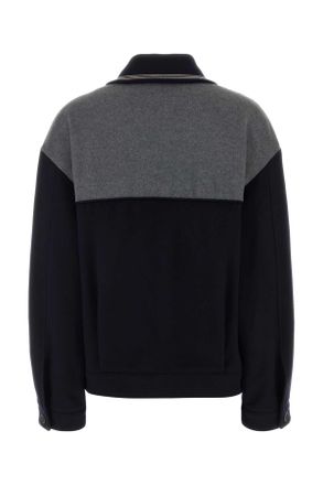 Miu Miu Womens Two-Tone Velour Jacket Blugrigio Giubbini