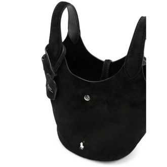 Ralph Lauren Logo-Embroidered Suede Tote Bag - Black