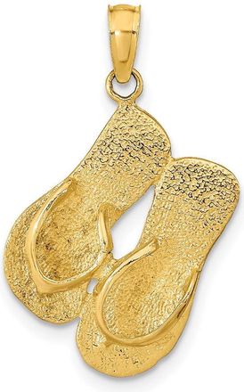 Diamond2Deal 14k Yellow Gold 3-D KEY WEST Reversible Flip Flops Pendant