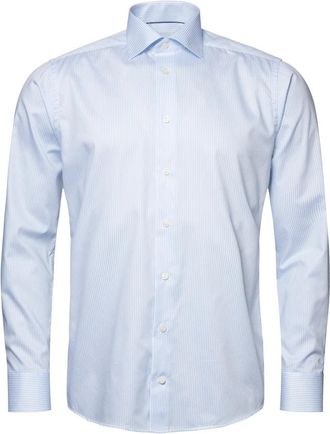 Eton Blauw Gestreept Twill Overhemd - Heren - Zakelijke Overhemden - Blauw - XL - Katoen - Overhemden