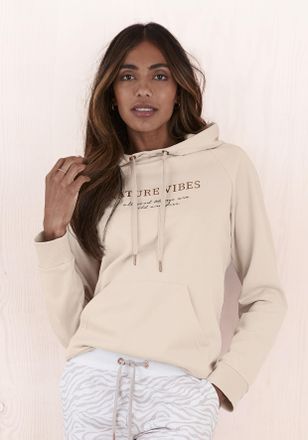 Lascana Hoodie LASCANA, Damen, Gr. 32/34, braun (nougat), Sweatware, Obermaterial: 60% Baumwolle, 40% Polyester, bedruckt, unifarben, bequem h&uuml;ftlang, Raglan&auml;