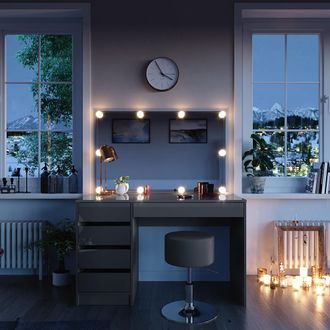 Vicco Tocador Sherry, Gris, 120 Cm Con Iluminaci&oacute;n Led Y Taburete